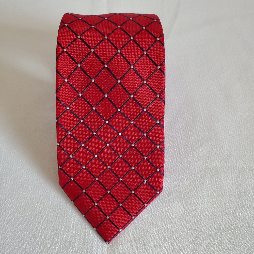Nautica Men’s Red & Blue Grid Pattern Tie